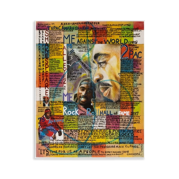 Stupell Industries Tupac Musician Collage People Drawing Unframed Art Print Wall Art, 11 x 14