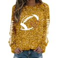 thumbnail image 4 of Sweatshirt for Women Crew Neck Long Sleeve Rugby Sequin Print Tops Fall Fashion 2025 Pullover Sweaters Winter Clothes, 4 of 5