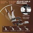 thumbnail image 4 of Linen Fabric Beige and Brown Gaming Chair with Footrest, Ergonomic Computer Chair with Massage Lumbar Pillow and Adjustable Headrest, Comfortable Office Chair for Home & Gaming, 4 of 7