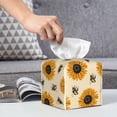 thumbnail image 6 of Sikiie Sunflowers And Bee Leather Tissue Box Cover Square, tissue box holder, Tissue Box with Bottom Belt-5.2”x5.2”x5.2”, 6 of 7