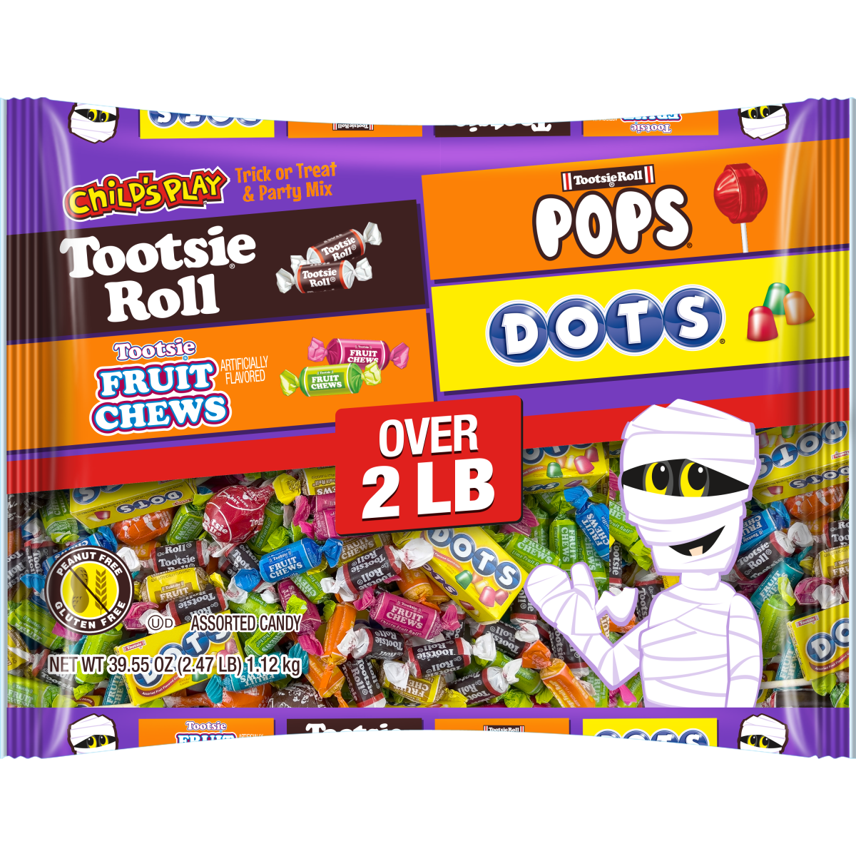 Child's Play Halloween Assorted Candy, 39.55 oz. Bag Peanut-Free, Gluten Free, Contains Milk.