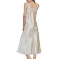 thumbnail image 2 of Gustave V Neck Silk Nightgowns for Women Sexy Satin Chemise Lingerie Sleepwear Silk Slip Nightdress Elegant Spaghetti Strap Midi Dress "Champagne, S", 2 of 5