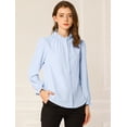 thumbnail image 3 of INSPIRE CHIC Blusa De Chifón Con Cuello Levantado Y Volantes De Manga Larga Con Cierre De Botones Para Oficina Y Trabajo Para Mujer Azul claro XS, 3 of 6