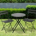 thumbnail image 3 of Outdoor Furniture Patio Set Bistro Table Set 3 piece Patio Set Steel Patio Bistro Set Small Patio Table And Chairs Folding Bistro Set For Lawn Balcony Backyard Yard Bistro Apartment Black, 3 of 7