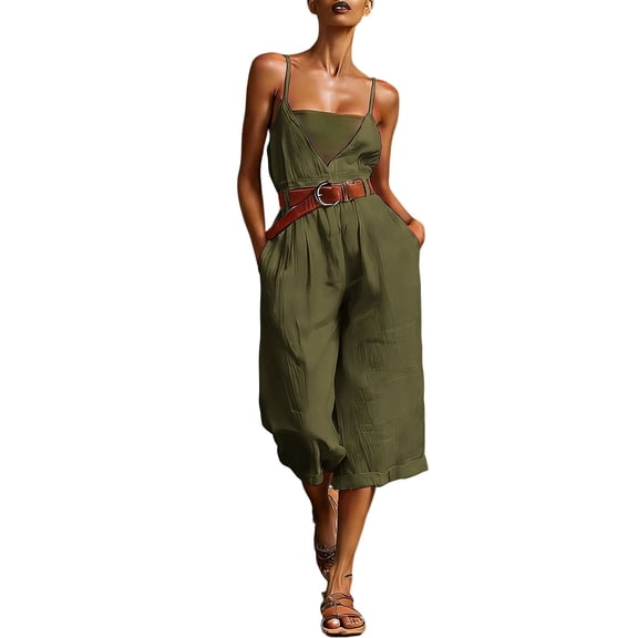 Iyufng Jumpsuits for Women Casual with 3/4-Length Pants and Pockets