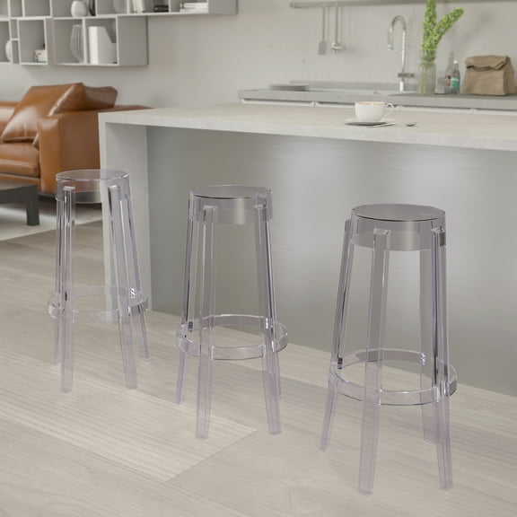 Emma   Oliver 29.75"H Transparent Barstool