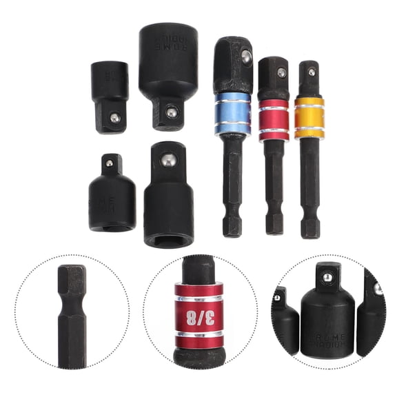 KONTONTY Steel Ratchet Wrench Adapter 7Pcs Socket Adapter Set For Air Tools And Hand Tools