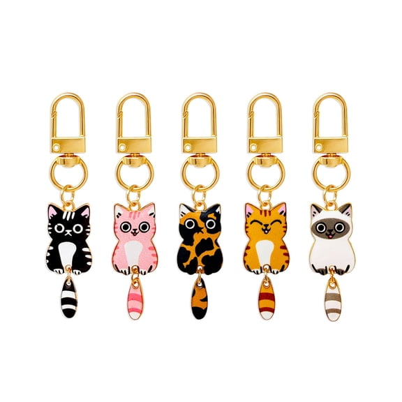 allydrew Cute Cats Keychain, Bag Charm Accessory for Purse Handbag Backpack (Set of 5)