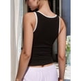 thumbnail image 5 of Womens Summer Square Neck Ribbed Slim Fitted Spaghetti Strap Tank Tops Black S, 5 of 9
