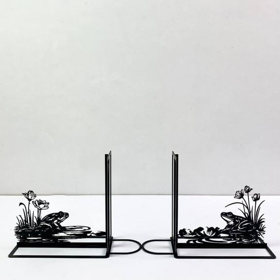 Craftnamesign Custom Frog Metal Bookend, Frog Table Bookshelf Decor, Book Stoppers for Office