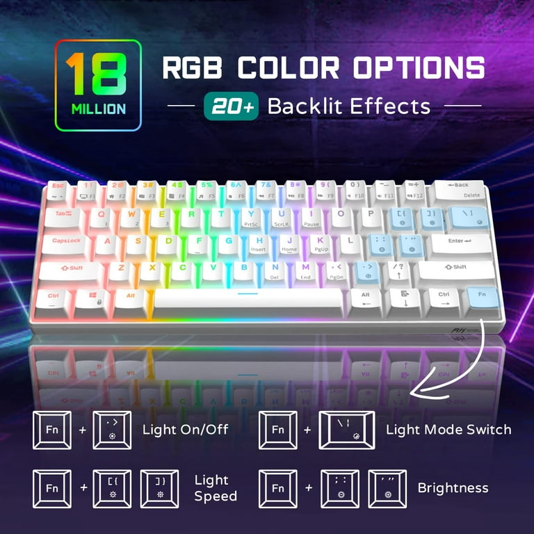 RK ROYAL KLUDGE RK61 Wired 60% Mechanical Gaming Keyboard RGB
