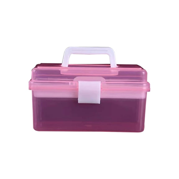 Plastic Tool Box with Lids and Handle,Portable Small Part Organizer Mini Clear Storage Case for Hardware,Screws,Bolts,Nails,Beads,Jewelry and Fishing Accessories Storage,Home DIY(Pink)