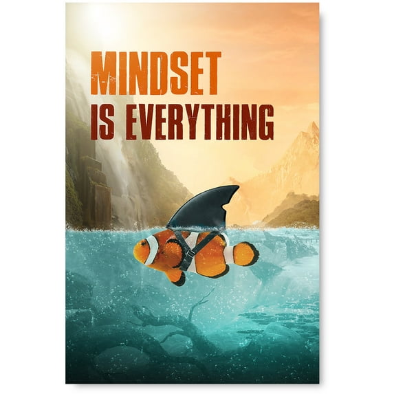 Awkward Styles Motivational Wall Art Inspirational Quotes Wall Art Motivational Wall Decor Inspirational Wall Art Mindset is Everything Fish Canvas Office Decor Inspirational Prints