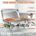 thumbnail image 3 of EVGTTI 2 Pack 8QT Chafing Dish, Stainless Steel Chafer Complete Set with 1/3 Size Food Pan, Foldable Frame, Fuel Holder, Lid with Metal Handle for Buffet, Weddings, 3 of 7