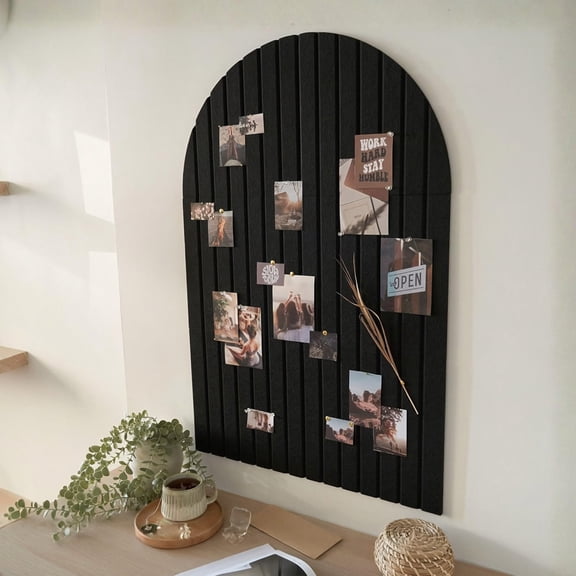 Ngardk Cork Board for Wall, Arched Felt Bulletin Board, Pin Board, 31.5"X23.6", Pack of 1, Black