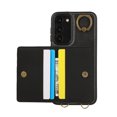 thumbnail image 6 of for Samsung Galaxy S23 Wallet Case with Card Slots, Hand Wrist Strap Rotate Ring Design, Finger Grip Ring PU Leather Magnetic Button Shockproof Purse Phone Cover for Galaxy S23, Black, 6 of 7