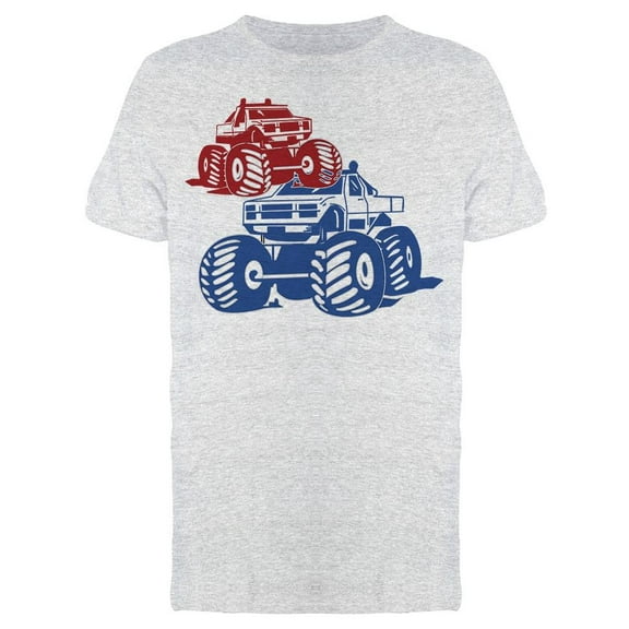Red And Blue Monster Trucks T-Shirt Men -Image by Shutterstock, Male Small
