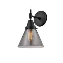 447-1W-BK-G43-Innovations Lighting-Cone - 1 Light Wall Sconce-11.25 Inches Tall and 7.75 Inches Wide-Matte Black Finish-Light Smoke Glass Color