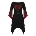 thumbnail image 3 of Fall Savings Clearance! Women Halloween Skull Long Sleeve Square Collar Mesh Splicing Irregular Party Dresses, 3 of 8