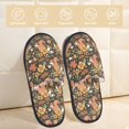 thumbnail image 2 of Bixox Men's Women's Squirrel Mushroom Yellow Flower Patterned Plush House Slippers, Memory Foam Slippers, Indoor and Outdoor Warm Plush Bedroom Shoes, Soft Flat Sole, Comfortable and Non-slip, 2 of 5