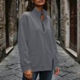 thumbnail image 5 of cocolona Womens Half Zip Pullover Sweatshirts Casual Long Sleeve Stand Collar Shirts Workout Loose Solid Color Tops, 5 of 8