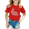 thumbnail image 4 of Baby Girl Tops Easter Day Short Sleeve T-Shirt Cartoon Print Everyday T-Shirt Boys & Girls Shirts,Red,8-9 Years, 4 of 4
