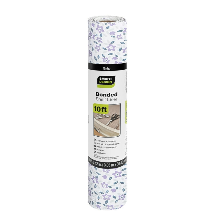 Smart Design Shelf Liner Bonded Grip - 12 Inch x 10 Feet - Non Adhesive,  Strong Grip Bottom, Easy Clean Drawer and Cabinet Protector - Home and  Kitchen - Lavender Wildflower 