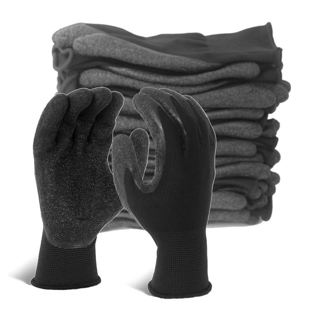 Guantes de trabajo de seguridad Evridwear, caucho de látex arrugado, 12 pares