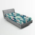 thumbnail image 2 of Ambesonne Floral Fitted Sheet, Flowers Summer Garden Print, Twin Size, Vermilion Teal Off White, 2 of 5