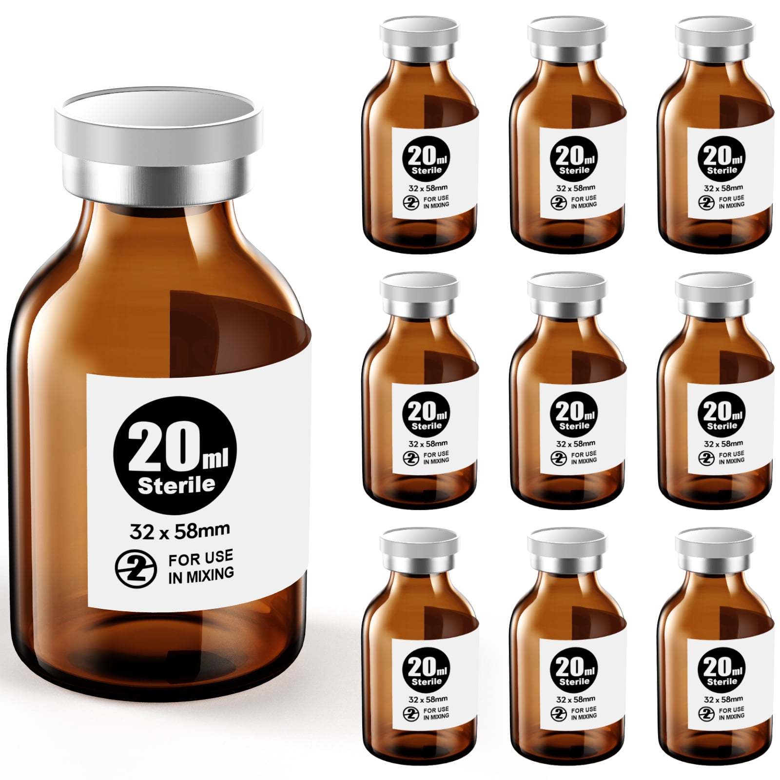 Sterile Empty Amber Vials with Self Healing Injection Port,with Flip