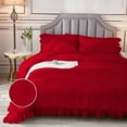 thumbnail image 3 of DNG Creations 1 Piece Vintage Ruffle Pattern Comforter Set Premium Ultra Soft 550 GSM All Season ( Full/Queen Size ) 100% Egyptian Cotton Solid Red Colour, 3 of 8