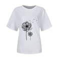 thumbnail image 3 of Hauts d'Été pour Femmes 2022 Manches Courtes Imprimé Mode Décontracté T-Shirts Tunique Col Rond Ample Blouses d'Entraînement, 3 of 3