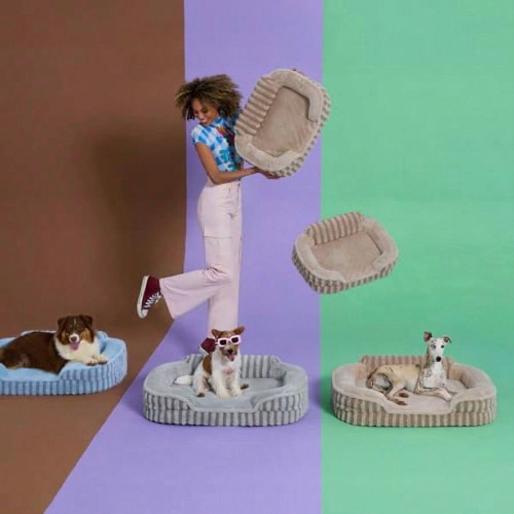 Cute Dog Bed Medium Size Dog Orthopedic Waterproof Medium Pet Beds with Sides High Back NonSlip Bottom and EggCrate Foam Pet Couch Sofa with Washable Removable Cover Grey