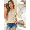 thumbnail image 3 of Eytino T Shirts for Women Summer Crew Neck Cap Sleeve Shirts Lightweight Crochet Textured Tunic Blouses, 3 of 9