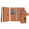 thumbnail image 2 of Case For Apple iPhone 17 6.3 inch,RFID Blocking，Split PU Leather Detachable 2 In 1 Flip Folio Wallet With Multi-Card Slots,Wristband，Kickstand Magnetic Protective Cover,Brown,For iPhone 17, 2 of 8
