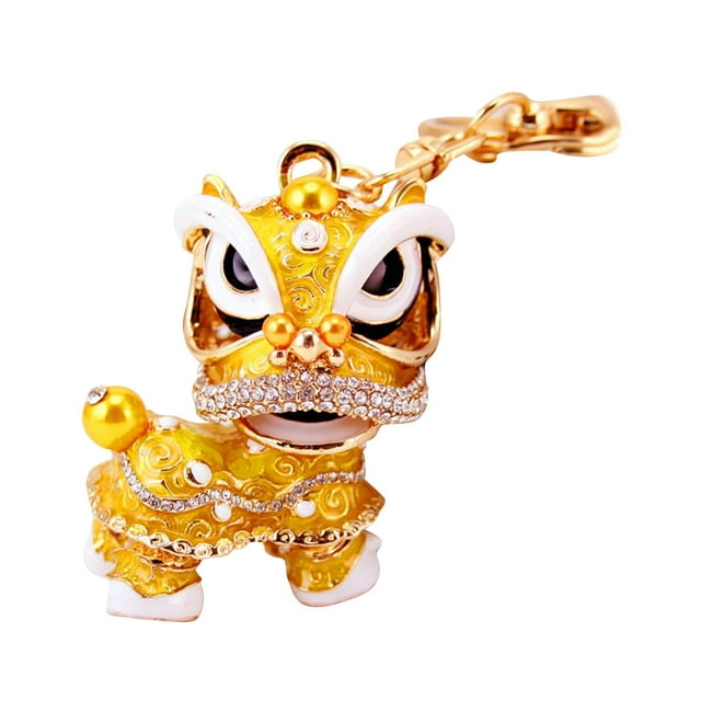 Tachiuwa Chinese Dance Lion Keychain Animal Keychains for Gift Party Supplies Car Key Yellow