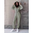 thumbnail image 4 of Women 2 Piece Outfits Zip Up Crop Hoodies SweatPants Lounge Matching Sweat Set Winter Trendy Clothes Light Green S, 4 of 10