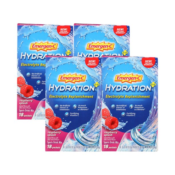 EmergenC Hydration+ Sports Drink Mix With Vitamin C Raspberry Flavor