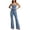 *Blue, variant on ClodeEU Women Strapless Button Front Flare Denim Jumpsuit,Light Wash Tube Top Bell Bottom One Piece Outfit Blue,Women's Plus L