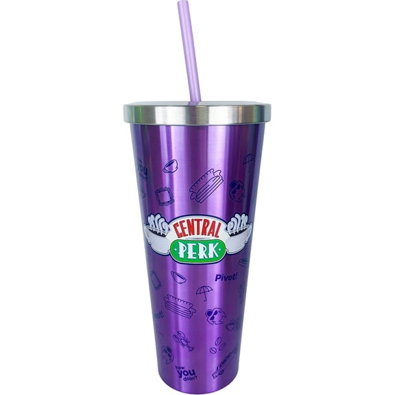 Spoontiques 18262 Central Perk Stainless Cup With Straw,24 Oz