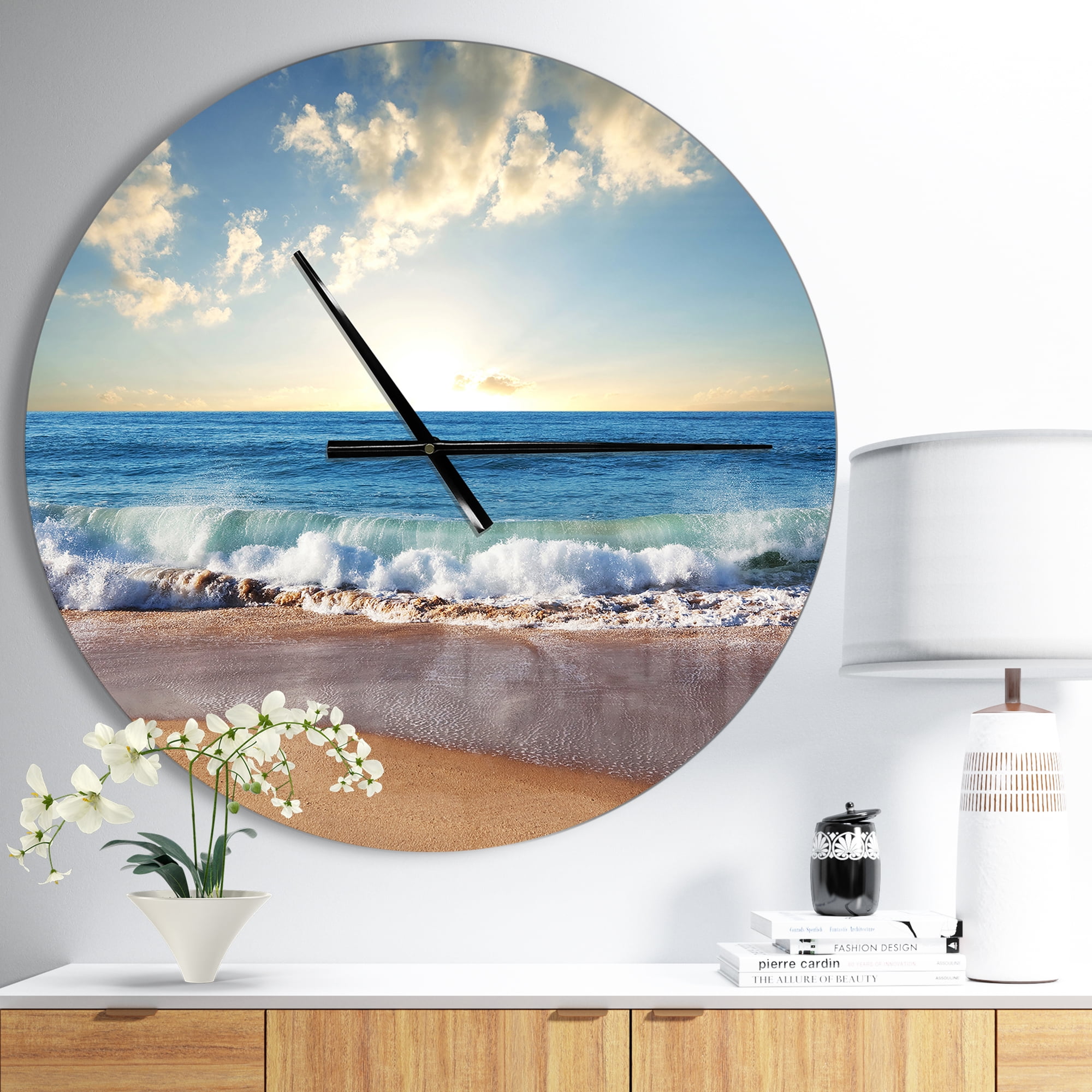 Designart 'Sea Sunset ' Modern wall clock
