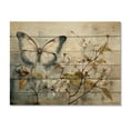thumbnail image 3 of Designart "Taupe Butterfly Moment Of Fortune" Animals Print on Natural Pine Wood, 3 of 5
