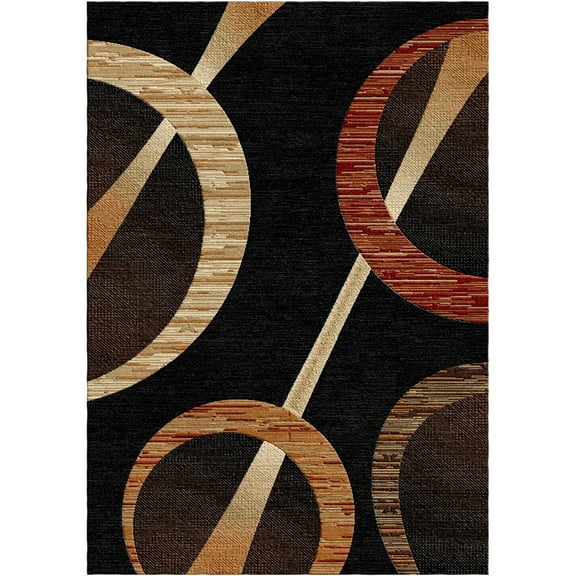 Woven Trends Sumatra Modern Hallway Runner 1'9" x 7'2" - Noncentral Medallion Geometric Pattern Carpet with Jute Backing, Stain-Resistant Long Rugs for Hallway, Corridor, Entryway - Black