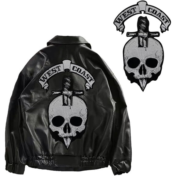 Dagger Skull Embroidered Patch Iron on Patches for Racing Jacket Stylish Embroidery Applique Badges 1 Piece