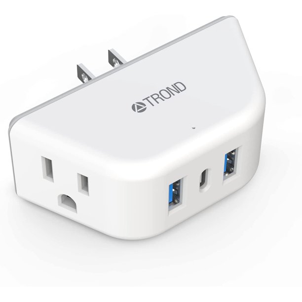 TROND Wall Plug with usb c, Multi Plug Outlet Extender Splitter with 2