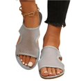 thumbnail image 5 of CIENVNSTG Womens Open Toe Flat Sandals Slingback Elastic Back Strap Breathable Mesh Hollow Out Design for Summer Beach Travel Casual Walking Wear Gray 36, 5 of 6