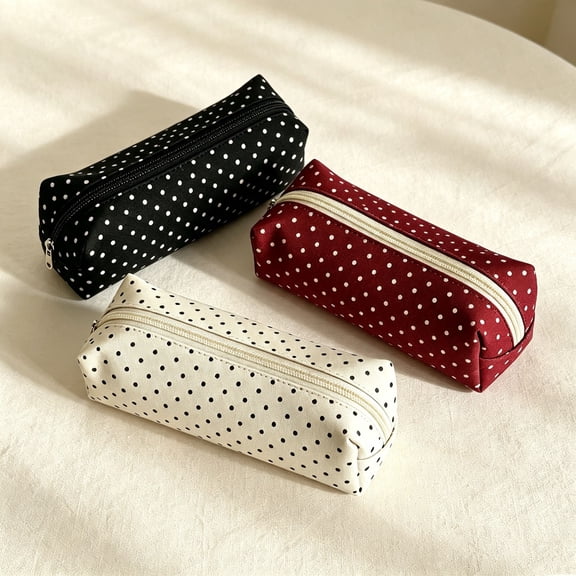 Polka Dot Pencil Case, Y2K Large Capacity Pencils Case, Vintage Pen Pencil Pouch Makeup Pouchs Cute Supplies, Set of 3