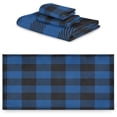 thumbnail image 2 of GZHJMY Towel Set of 3,Black and Blue Plaid 1 Bath Towel, 1 Towel, 1 Small Square Towel, Strong Soft and Compact Absorbent Yoga Gym Hotel Excellent Choice., 2 of 7