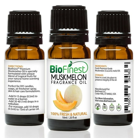 - BioFinest Muskmelon Fragrance Oil - 100% Pure Natural Fruit - For Home Aromatherapy, Essential Oil Diffuser, Air Refresher, Skin Hair Care Cosmetic Flavoring Candles Soap Spray - FREE E-Book (10ml)