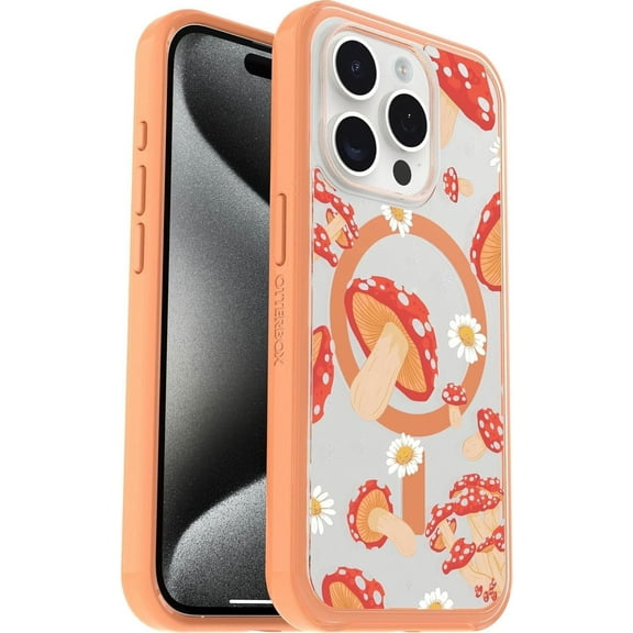 OtterBox iPhone 15 Pro Only Symmetry Series Clear Case - Fungi Orange, Snaps to MagSafe, Ultra-Sleek, Raised Edges Protect Camera & Screen